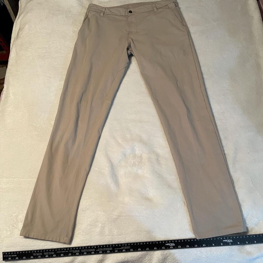 Lululemon Pants Mens Size 33 Beige Khakis Slim Tapered Twill Stretch Pockets